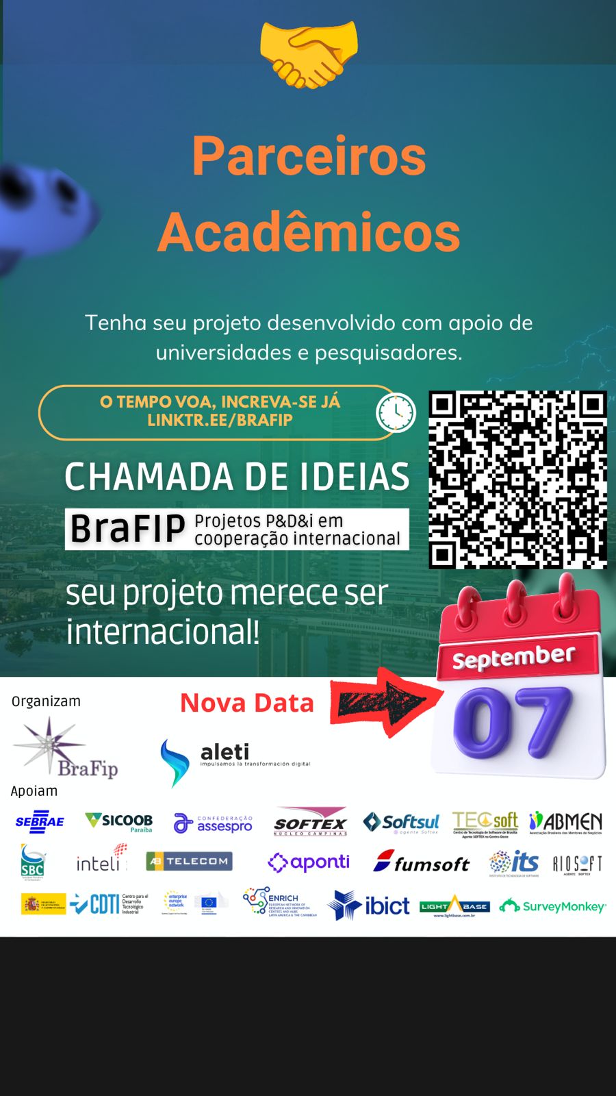 Inscrições para chamada internacional BraFIP são prorrogadas