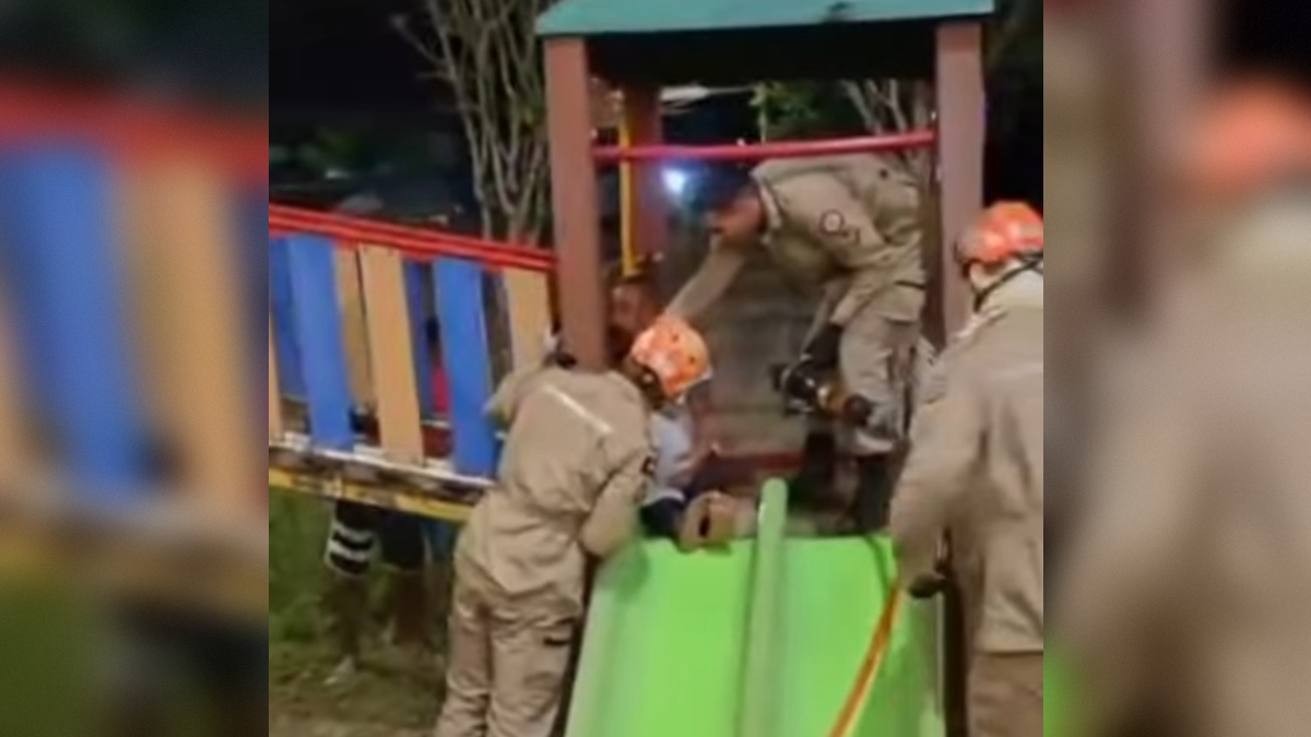 Bombeiros resgatam criança com a cabeça presa em brinquedo na Capital