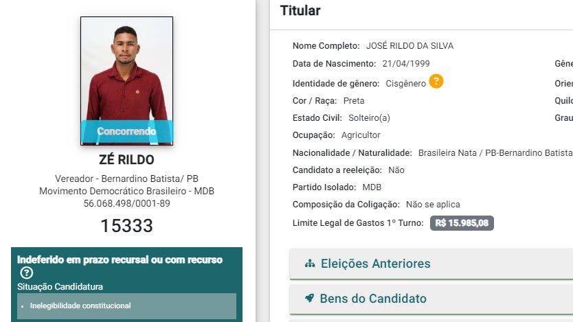 TRE-PB libera candidatura de vereador em Bernardino Batista