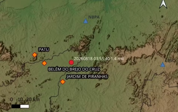 Tremor de terra é registrado no Sertão da Paraíba