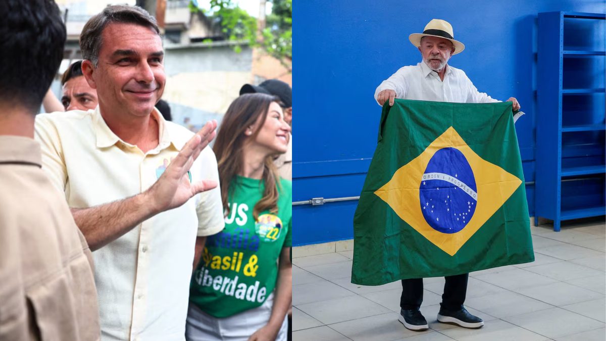 Candidatos à presidência Flávio Bolsonaro e Lula votam pela manhã