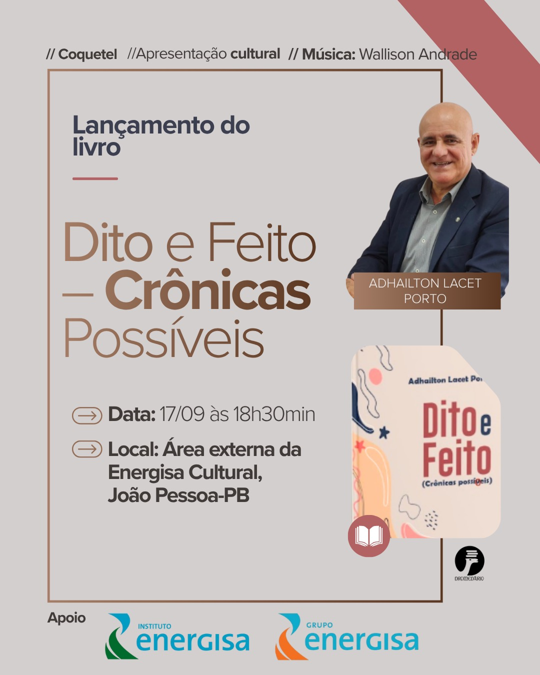Escritor e juiz Adhailton Lacet lança livro de crônicas em João Pessoa