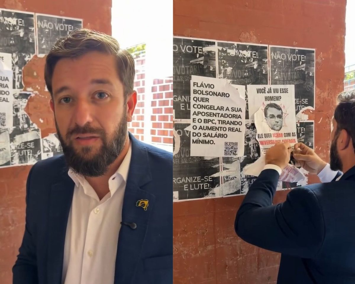 Deputado quer acionar Justiça por cartazes contra Flávio Bolsonaro na UFPB