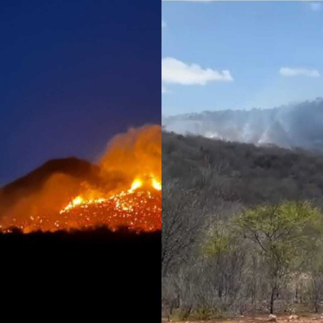 Fogo avança em incêndio florestal na Serra do Cruzeiro e bombeiros completam 48 horas de combate às chamas